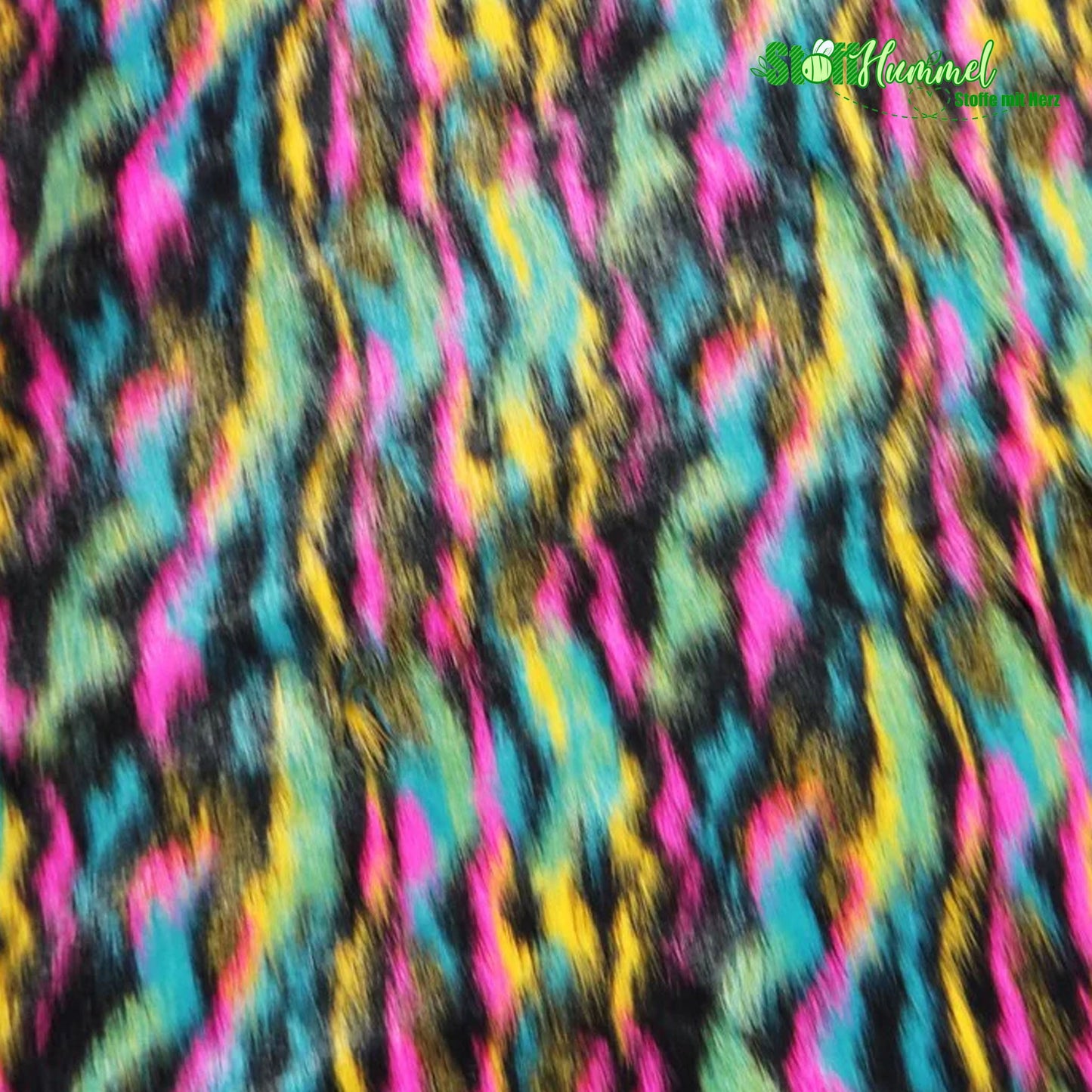 Ecoshag™ Yellow, Teal, Fuchsia Sunset Multi-Color Faux Fur