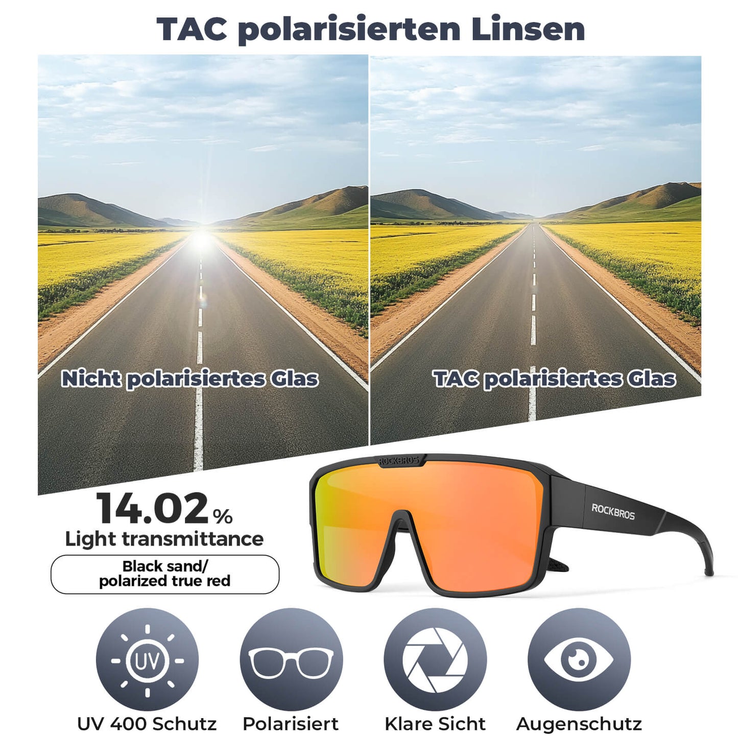 Polarisierte Überbrille für MTB und Rennrad