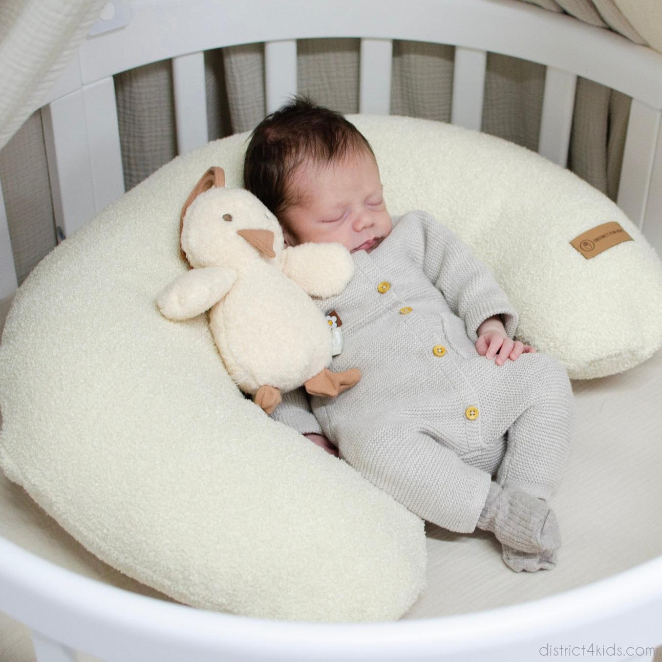 Stillkissen U-Form Teddystoff Boucle mit abnehmbaren Bezug – ergonomisches Mondstillkissen