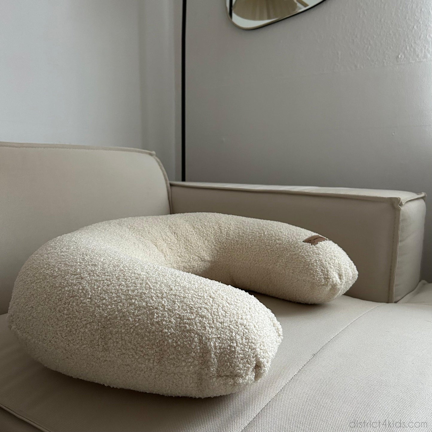Stillkissen U-Form Teddystoff Boucle mit abnehmbaren Bezug – ergonomisches Mondstillkissen