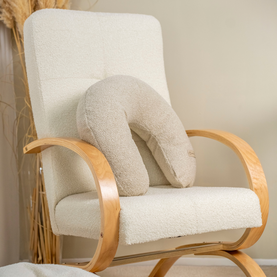 Stillkissen U-Form Teddystoff Boucle mit abnehmbaren Bezug – ergonomisches Mondstillkissen