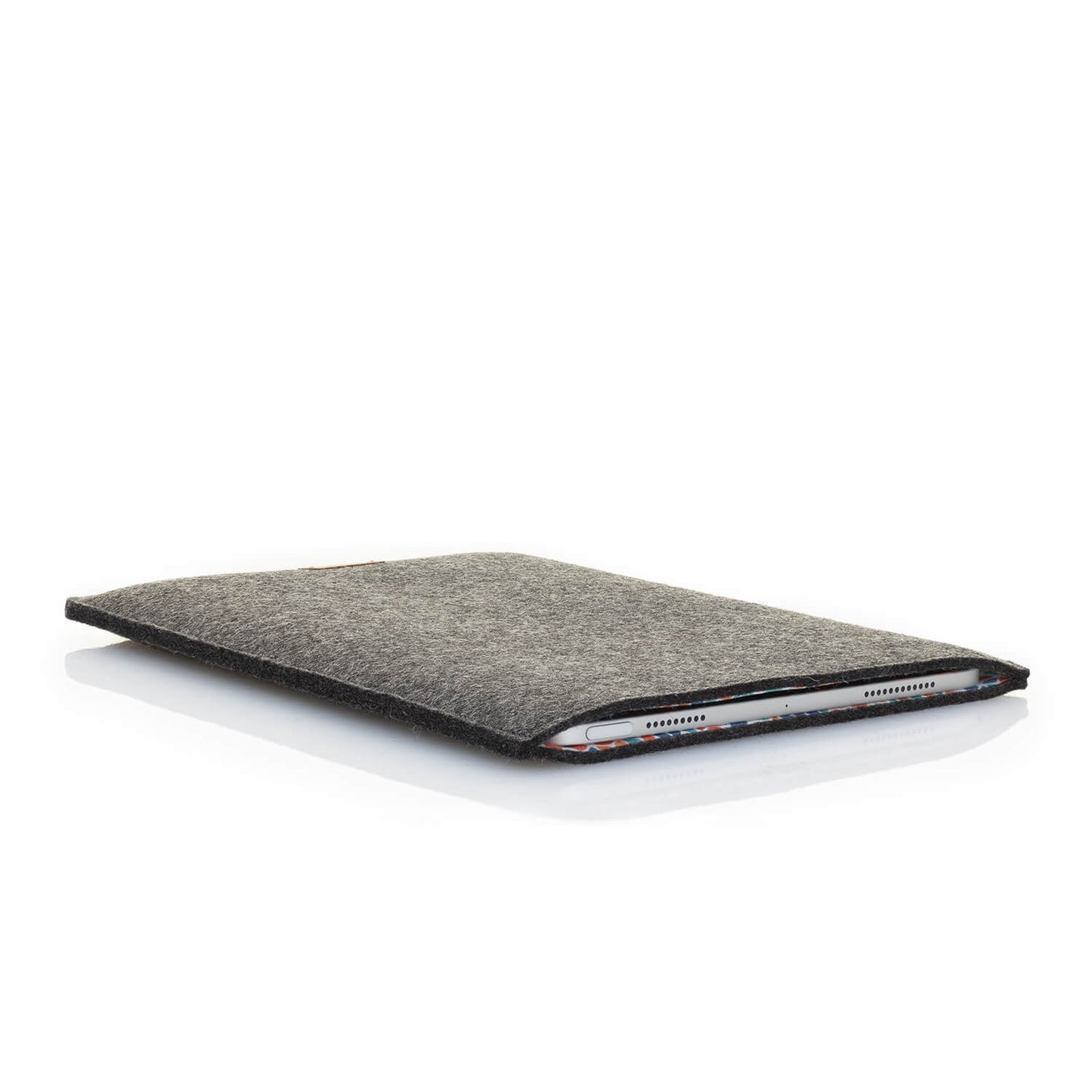 Hülle für iPad Air - 4. Gen | aus Filz und Bio-Baumwolle | anthrazit - colorful | Modell "LET"
