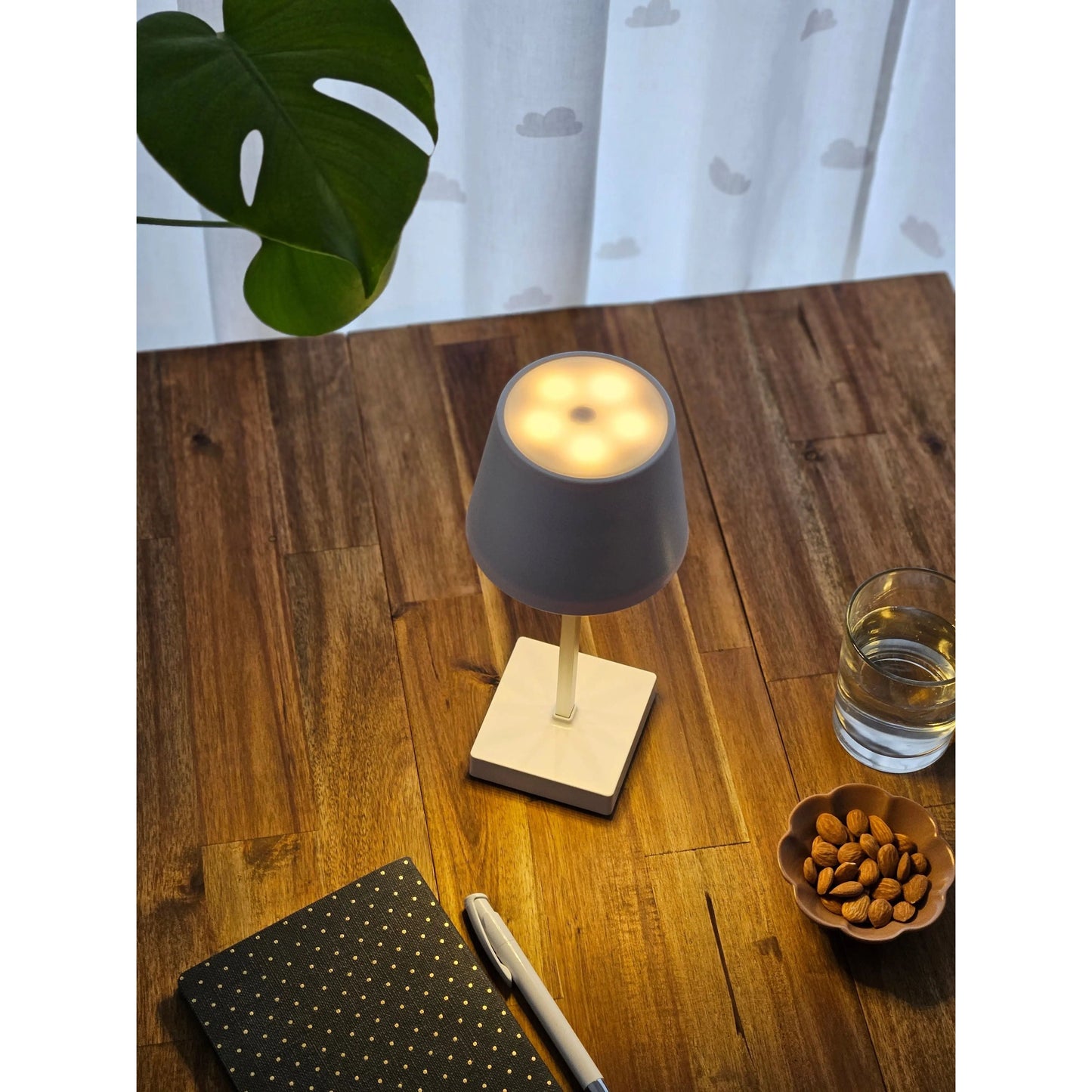 Tischleuchte Touch dimmbar LED Lampe Leuchte weiß silber kabellos Höhe 26 cm