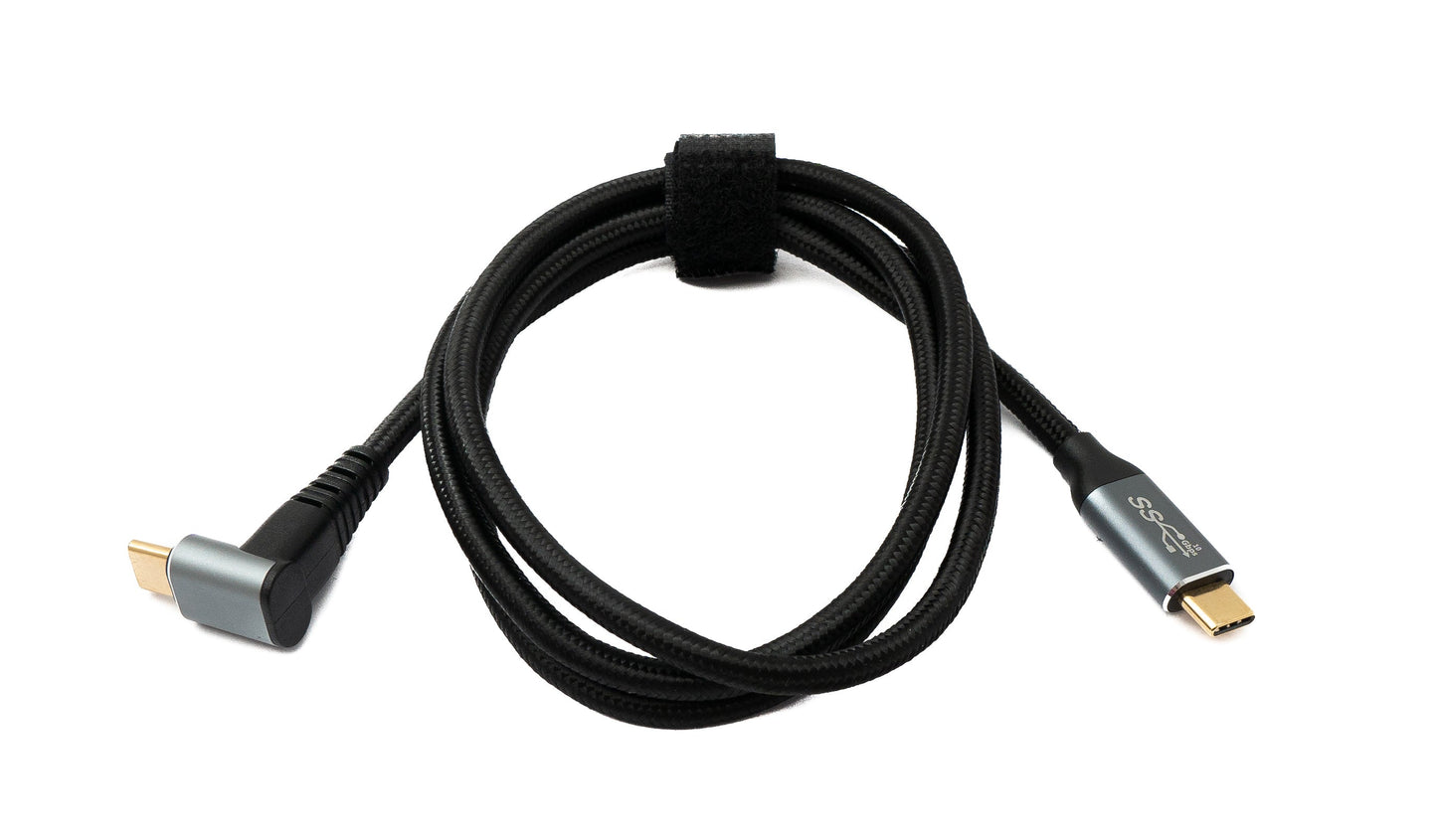 SYSTEM-S USB 3.1 Gen 2 Typ C Kabel 100 cm Stecker zu Stecker 10 Gbit/s 100W Winkel