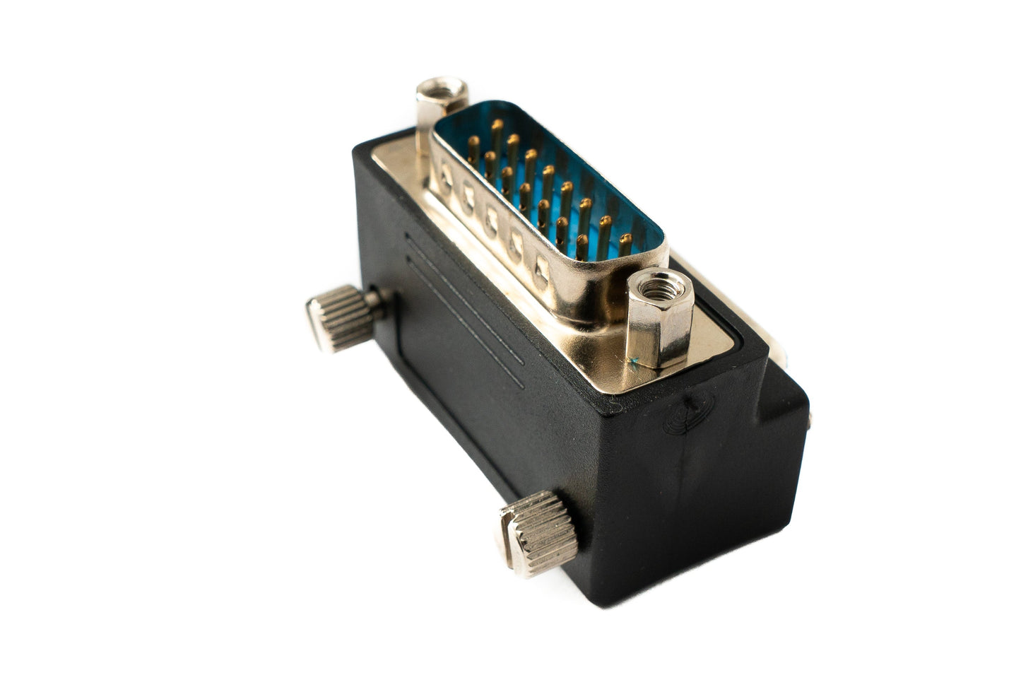 SYSTEM-S DB15 Adapter DSUB 15 Pin Stecker zu Buchse 90° Winkel Schraube Kabel in Schwarz