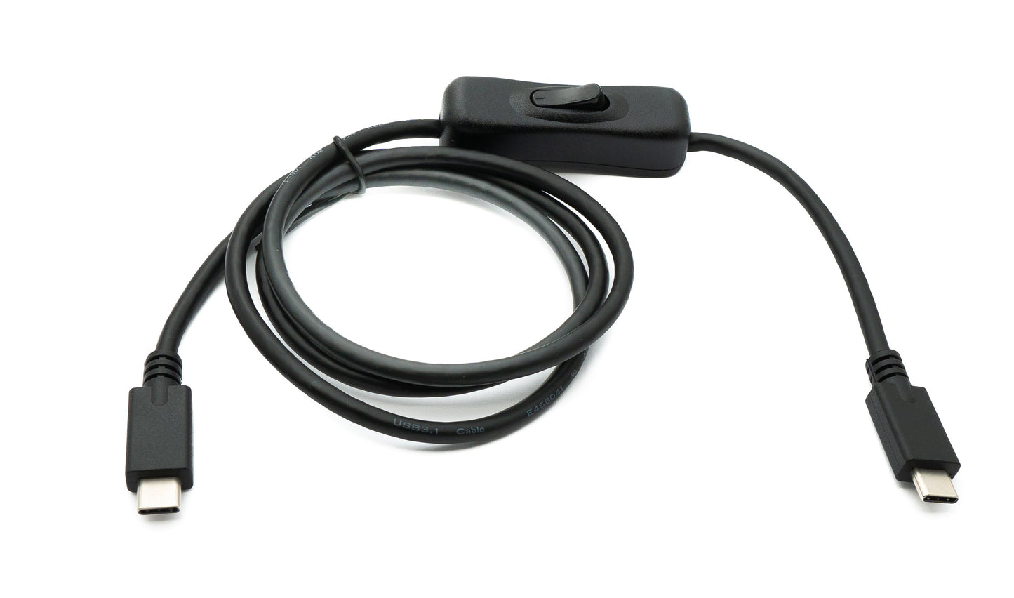SYSTEM-S USB 3.1 Gen 2 Kabel 100 cm Typ C Stecker zu Stecker 100 W Schalter PD E Marker Chip