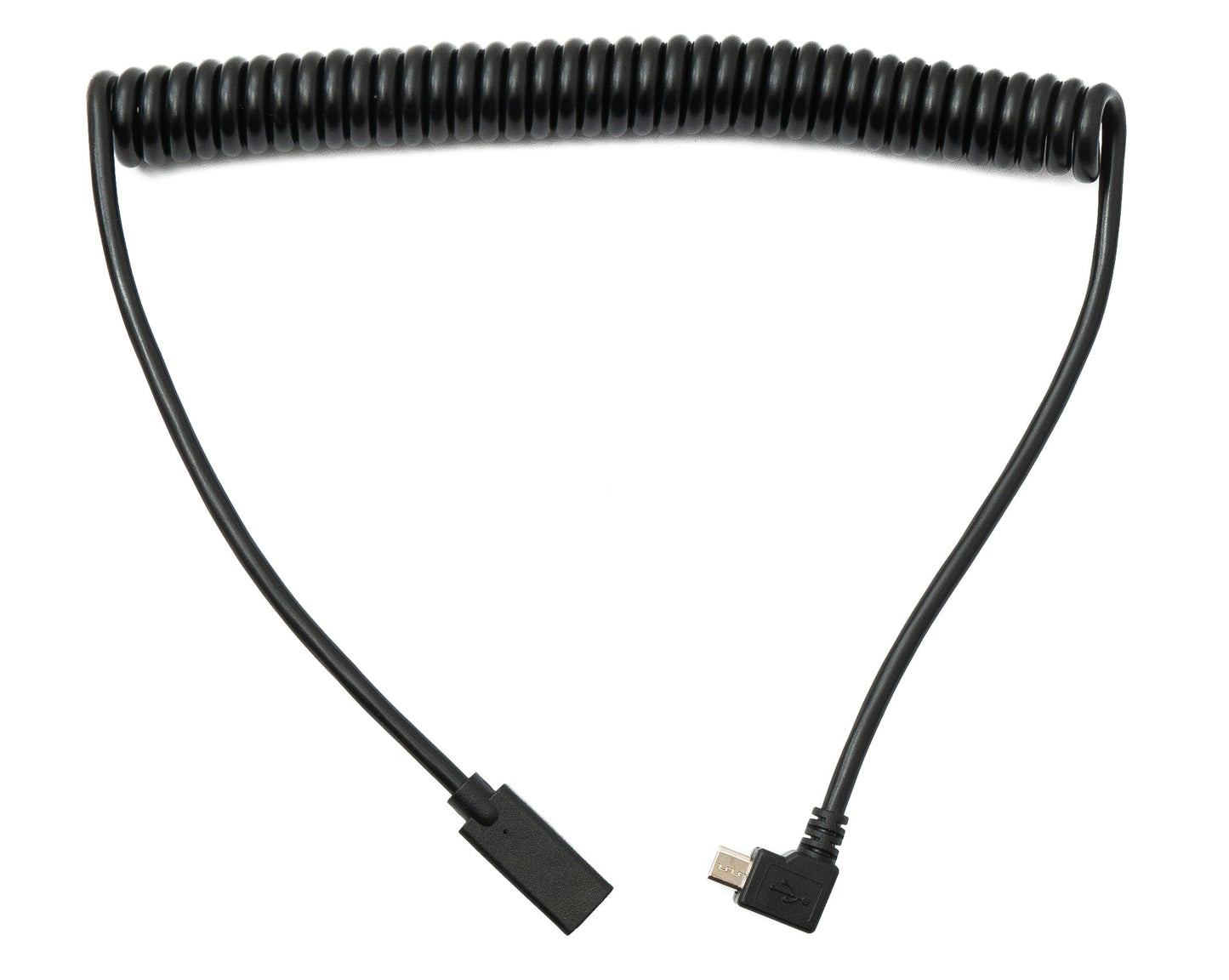 SYSTEM-S USB 3.1 Kabel 180 cm Typ C Buchse zu 2.0 Micro B Stecker Spirale Left Angled Winkel