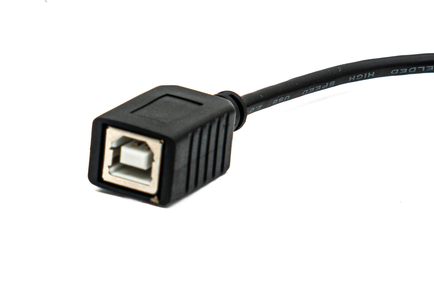 SYSTEM-S USB 2.0 Kabel 20 cm Typ B Stecker zu Buchse Left Angled Winkel in Schwarz