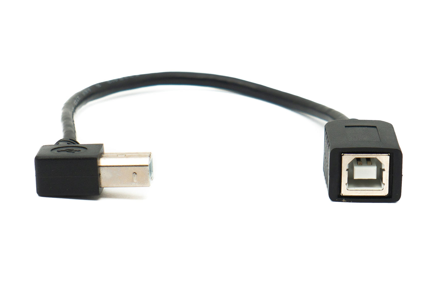 SYSTEM-S USB 2.0 Kabel 20 cm Typ B Stecker zu Buchse Right Angled Winkel in Schwarz