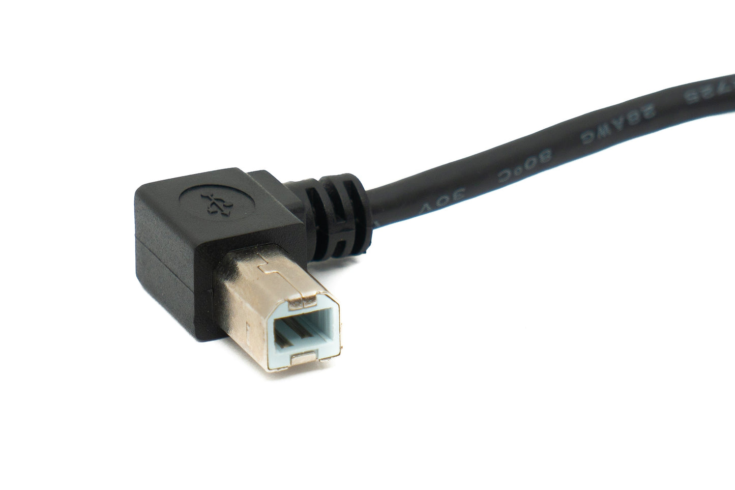SYSTEM-S USB 2.0 Kabel 20 cm Typ B Stecker zu Buchse Right Angled Winkel in Schwarz