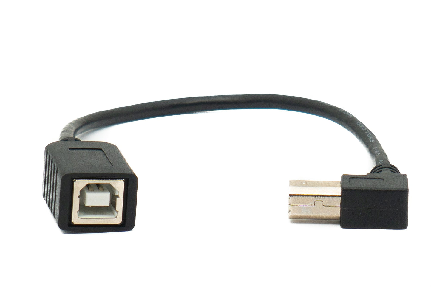 SYSTEM-S USB 2.0 cable 20 cm type B male to female up angled in black