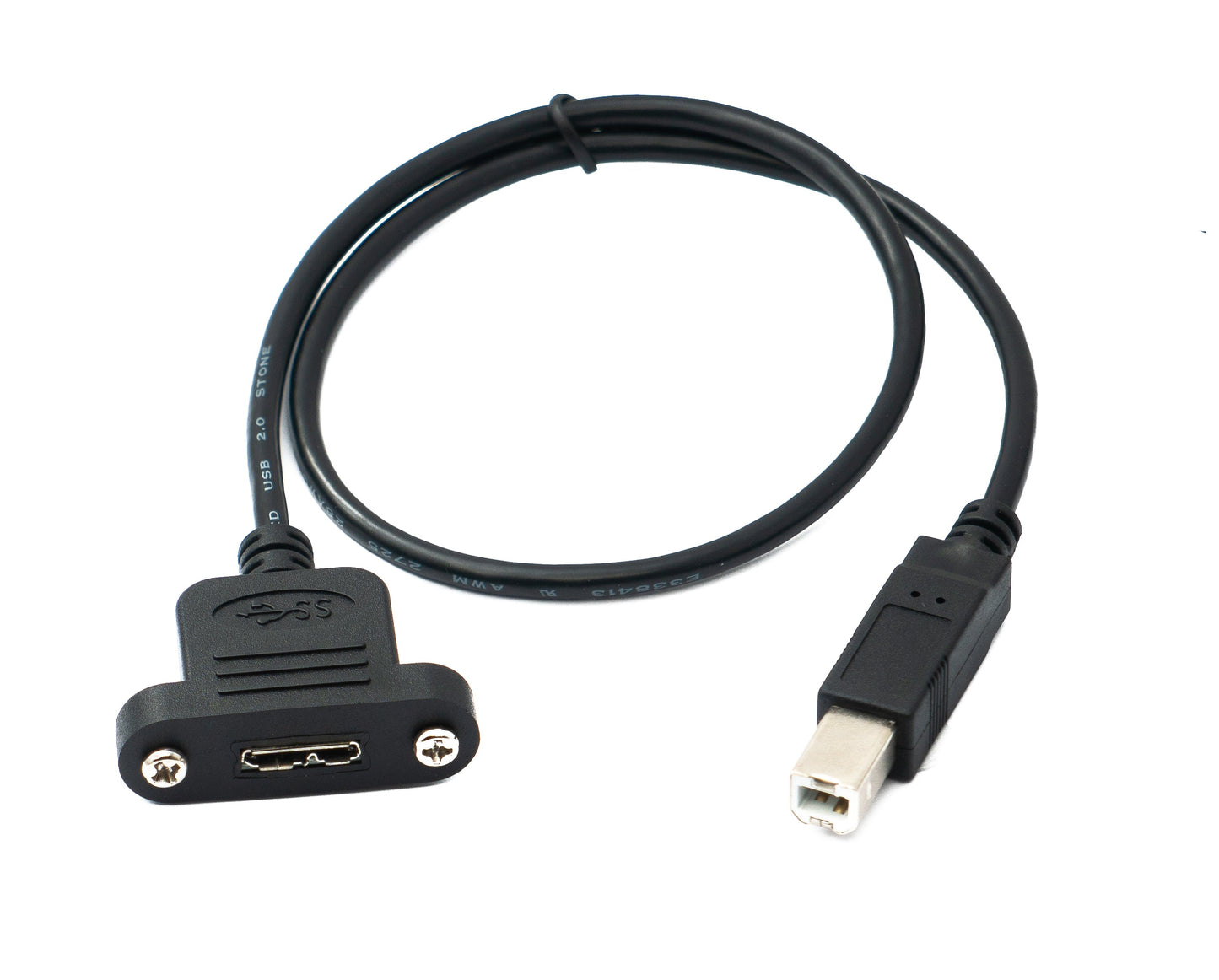 SYSTEM-S USB 3.0 cable 50 cm Micro B female to 2.0 Type B male panel mount screw