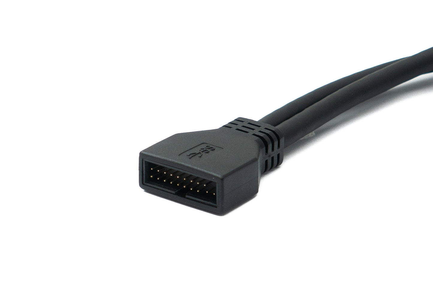SYSTEM-S USB 3.0 Kabel 25 cm 19 Pin Stecker zu 20 Pin Buchse Motherboard Left Angled Winkel 5 Gbit/s 100W