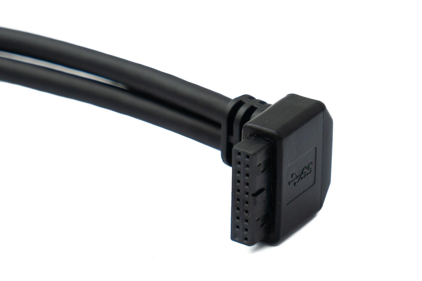SYSTEM-S USB 3.0 Kabel 25 cm 19 Pin Stecker zu 20 Pin Buchse Motherboard Up Angled Winkel 5 Gbit/s 100W
