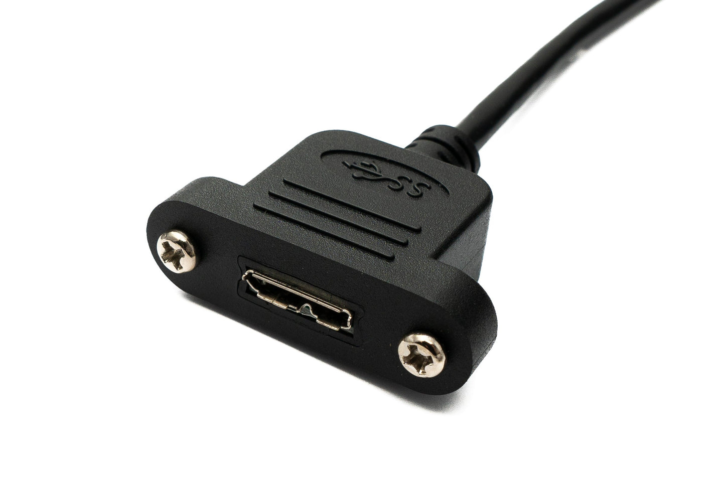 SYSTEM-S USB 3.0 Kabel 50 cm Micro B Buchse zu 3.0 Typ A Buchse Panel Mount Schraube 5 Gbit/s 100W