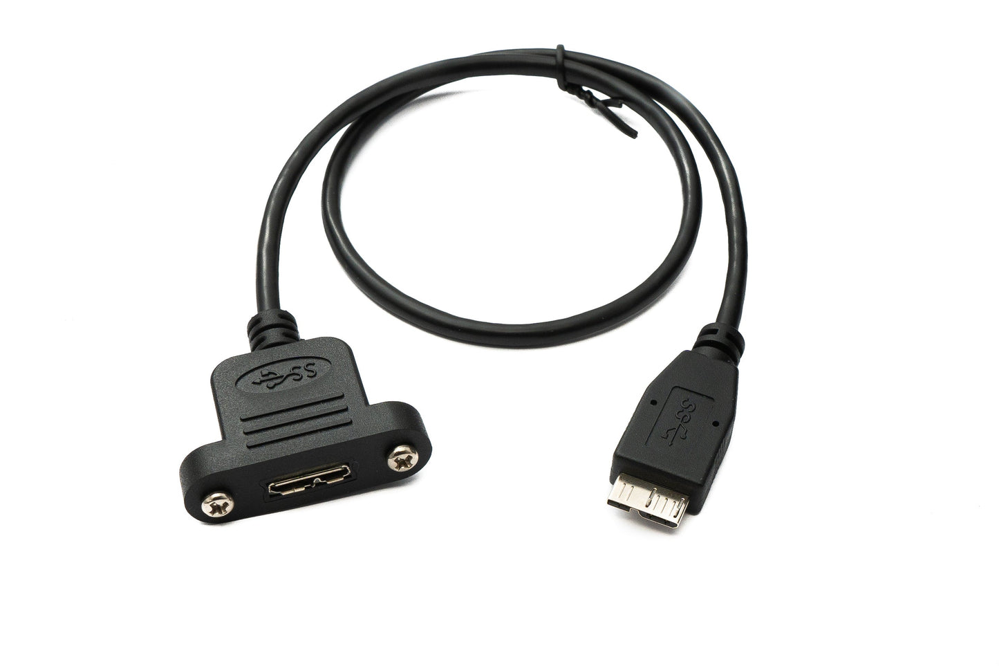 SYSTEM-S USB 3.0 cable 50 cm Micro B female to male panel mount screw 5 Gbit/s 100W