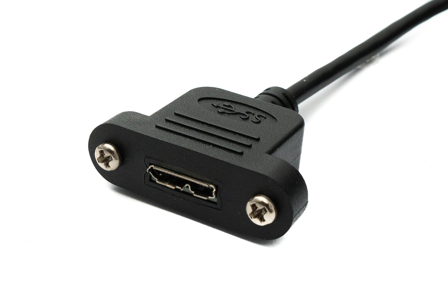 SYSTEM-S USB 3.0 Kabel 50 cm Micro B Buchse zu Stecker Panel Mount Schraube 5 Gbit/s 100W