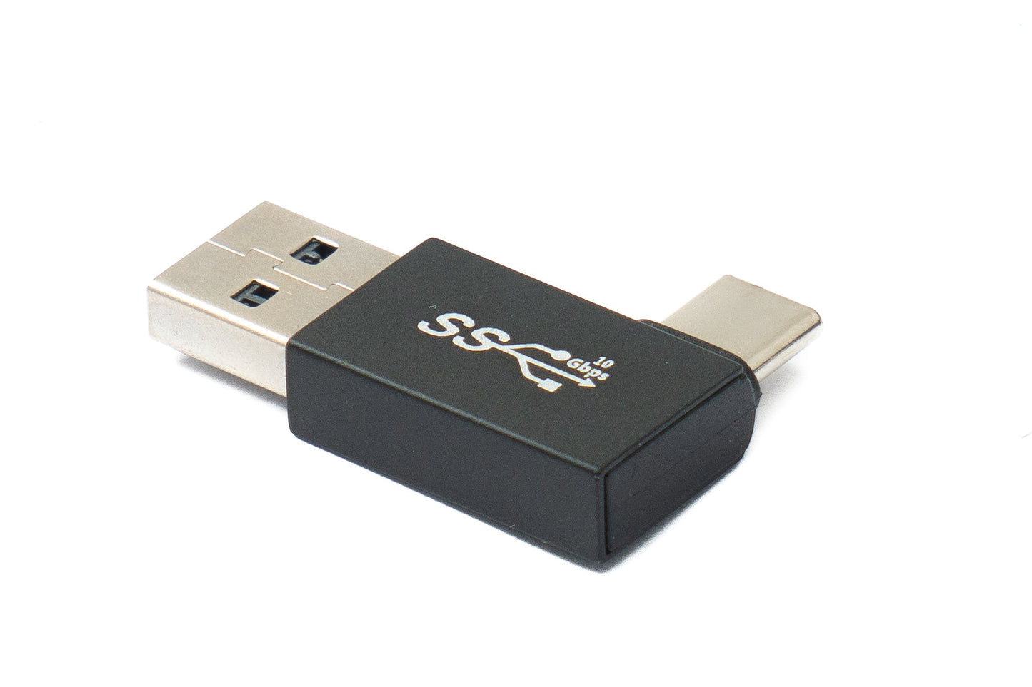 SYSTEM-S USB 3.0 Adapter Typ A Stecker zu 3.1 C Stecker unidirektional Winkel Left Angled Kabel 10 Gbit/s 100W