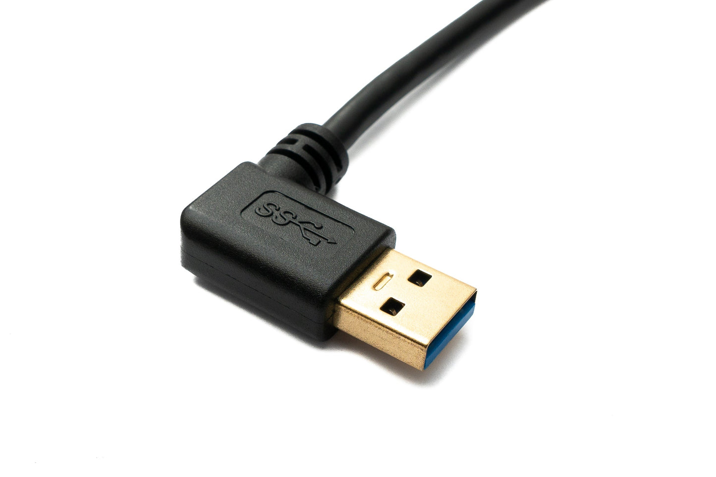SYSTEM-S USB 3.1 Kabel 30 cm Typ C Stecker zu 3.0 A Stecker 180° U Turn Winkel links gewinkelt Adapter 5 Gbit/s 100W