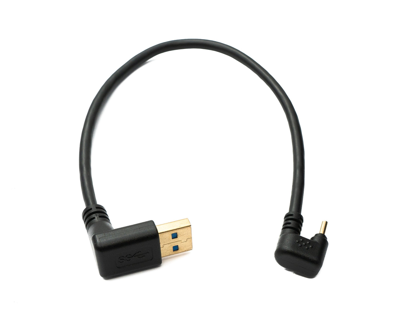 SYSTEM-S USB 3.1 cable 30 cm Type C plug to 3.0 A plug 180° U Turn angle upwards angled adapter 5 Gbit/s 100W