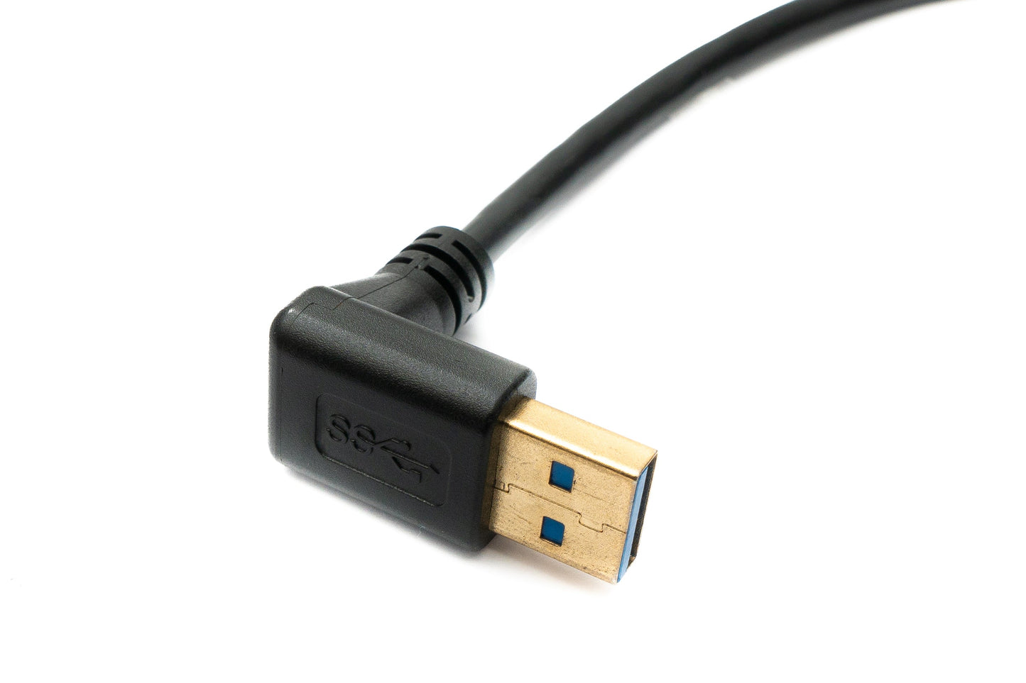 SYSTEM-S USB 3.1 cable 30 cm Type C plug to 3.0 A plug 180° U Turn angle upwards angled adapter 5 Gbit/s 100W