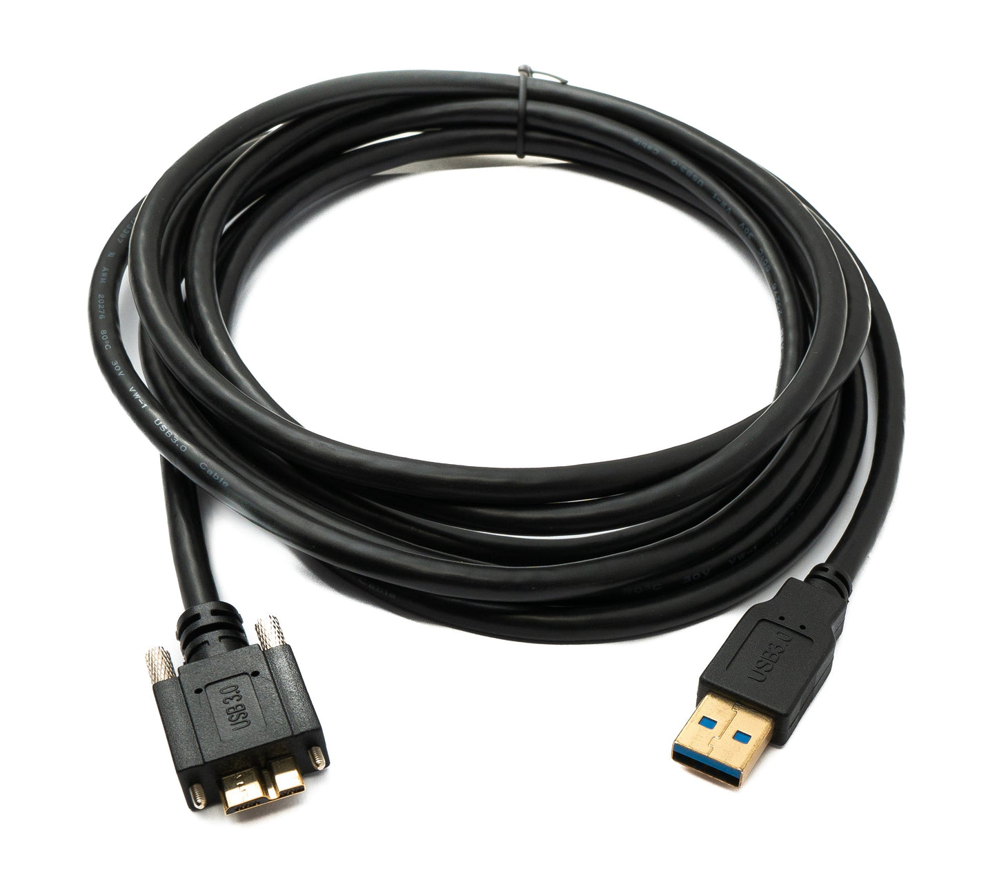 SYSTEM-S USB 3.0 Kabel 3 m Micro B Stecker zu 3.0 Typ A Stecker Panel Mount Schraube 5 Gbit/s 100W