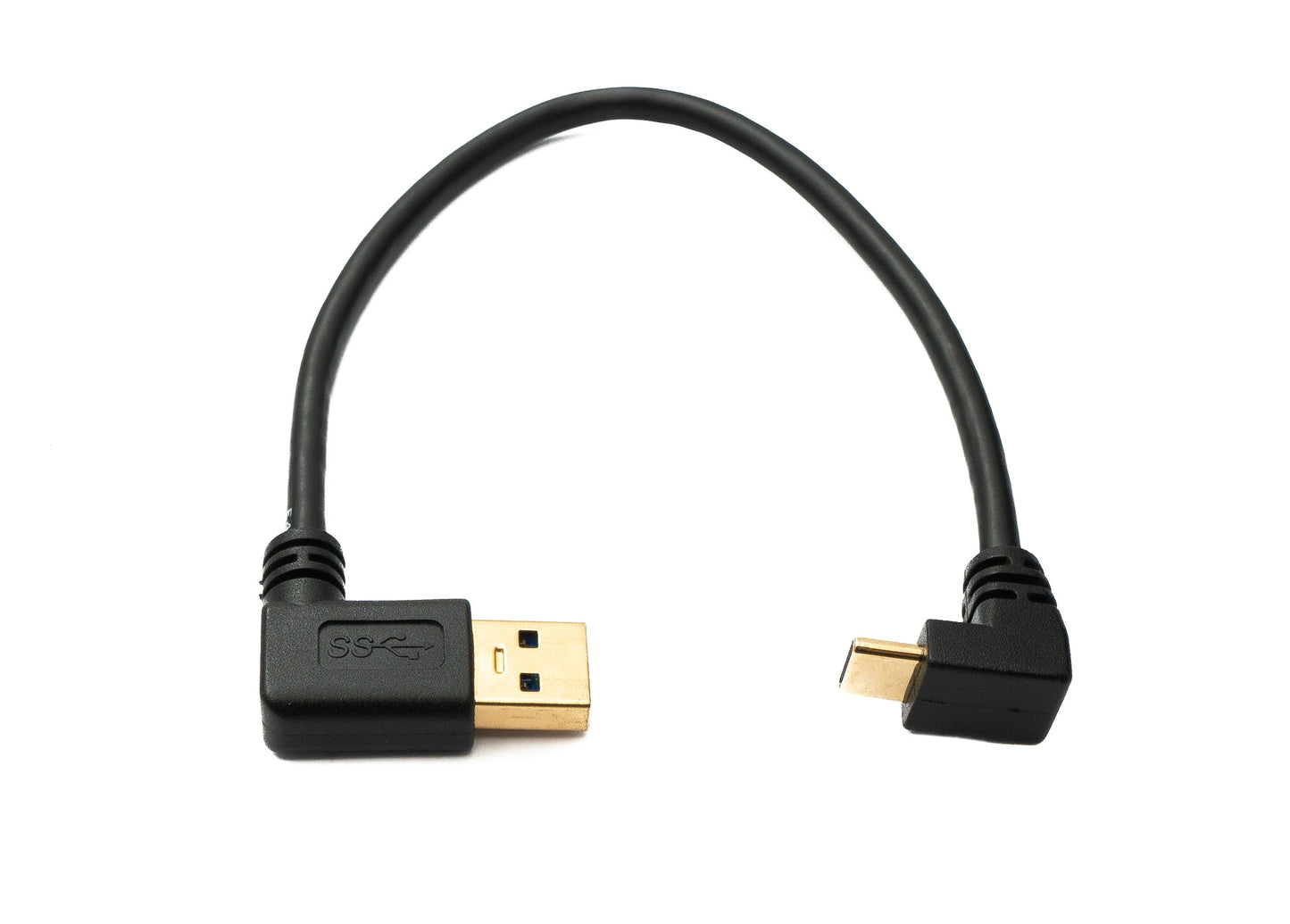 SYSTEM-S USB 3.1 Kabel 20 cm Typ C Stecker zu 3.0 A Stecker aufwärts abwärts links gewinkelt 5 Gbit/s 100W