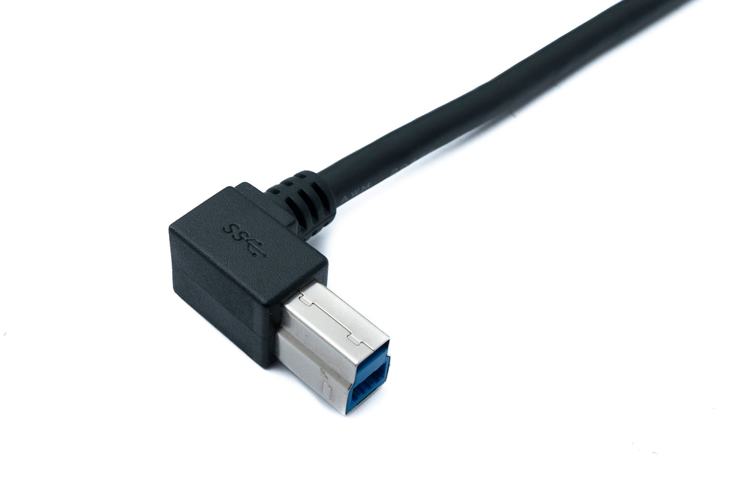 SYSTEM-S USB 3.0 Kabel 150 cm Typ B Stecker zu A Stecker Winkel Right Angled 5 Gbit/s 100W in Schwarz