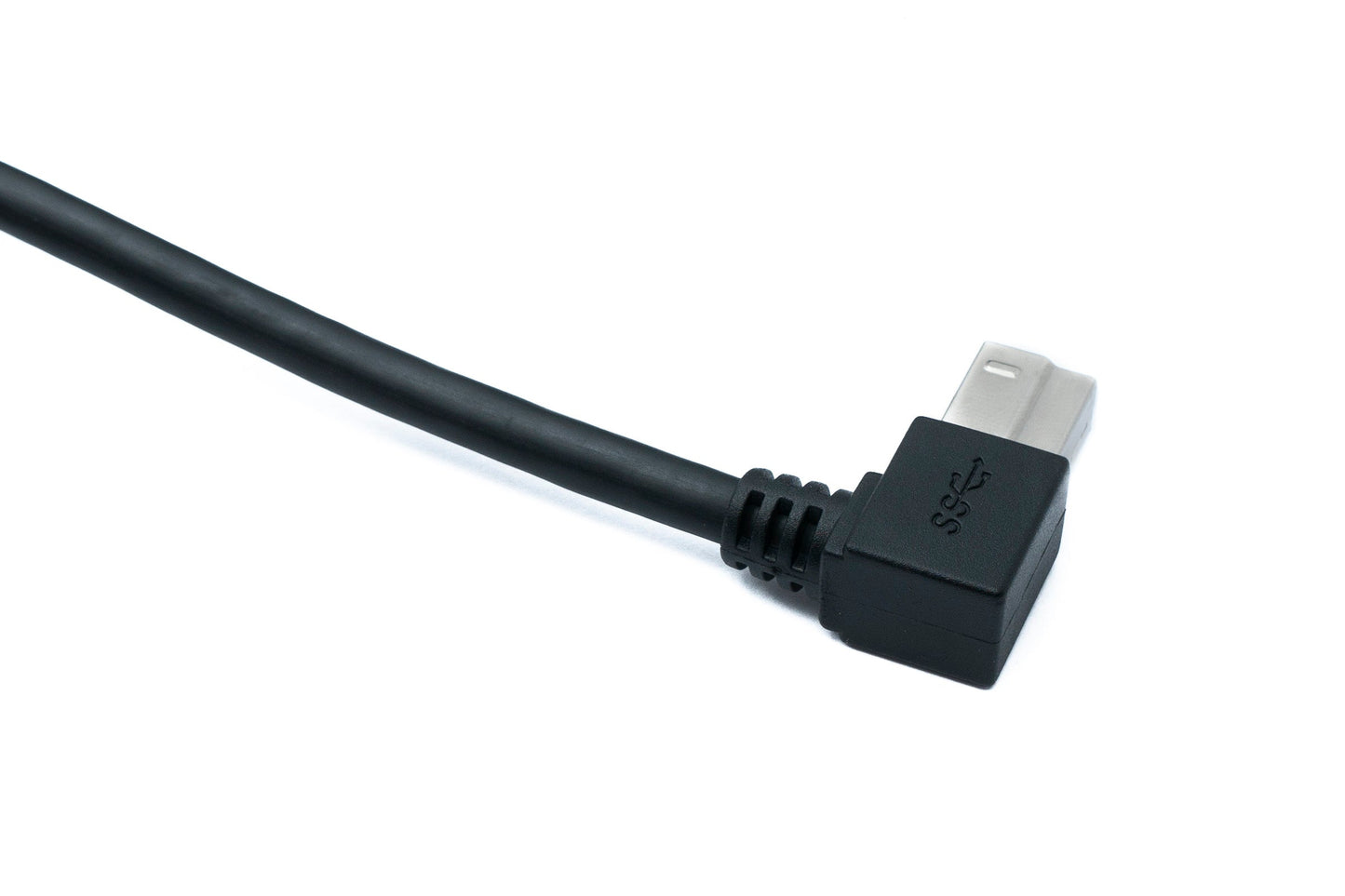 SYSTEM-S USB 3.0 Kabel 150 cm Typ B Stecker zu A Stecker Winkel Up Angled 5 Gbit/s 100W in Schwarz