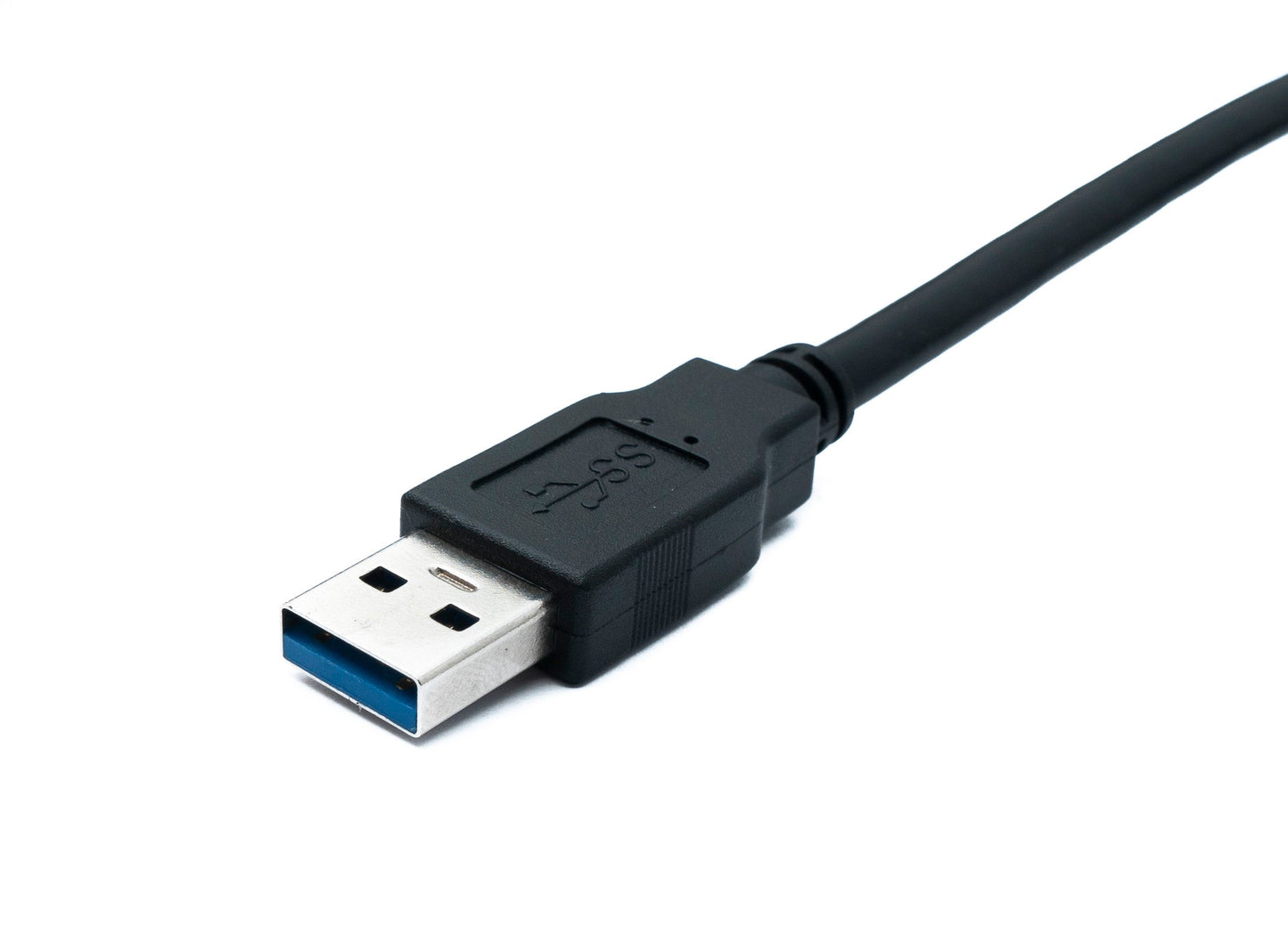 SYSTEM-S USB 3.0 Kabel 150 cm Typ B Stecker zu A Stecker Winkel Left Angled 5 Gbit/s 100W in Schwarz