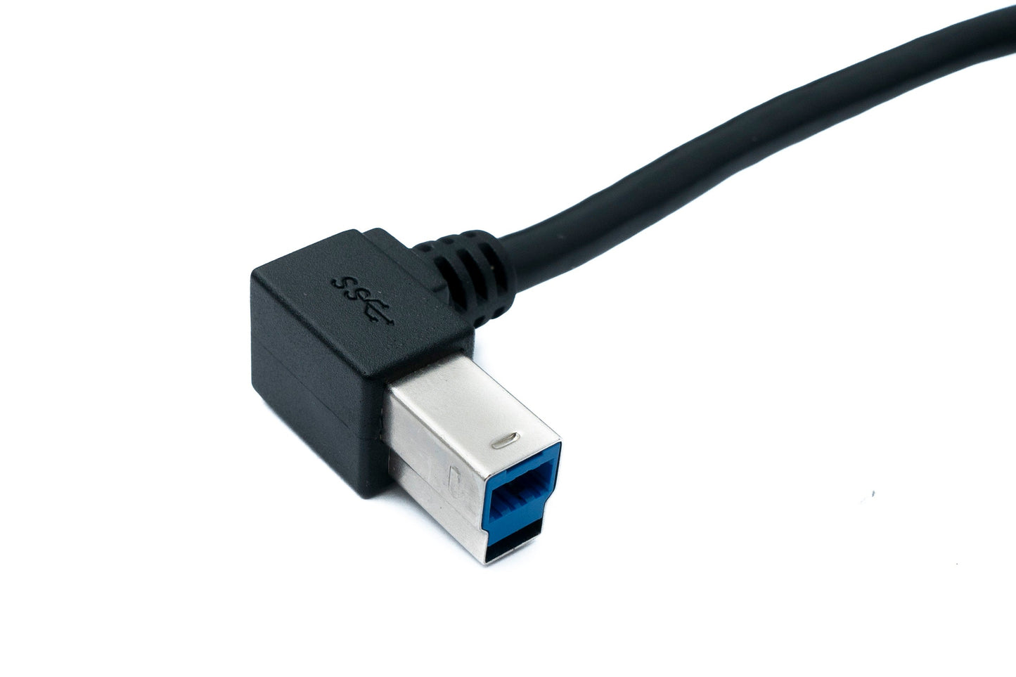 SYSTEM-S USB 3.0 Kabel 50 cm Typ B Stecker zu A Stecker Winkel Left Angled 5 Gbit/s 100W in Schwarz