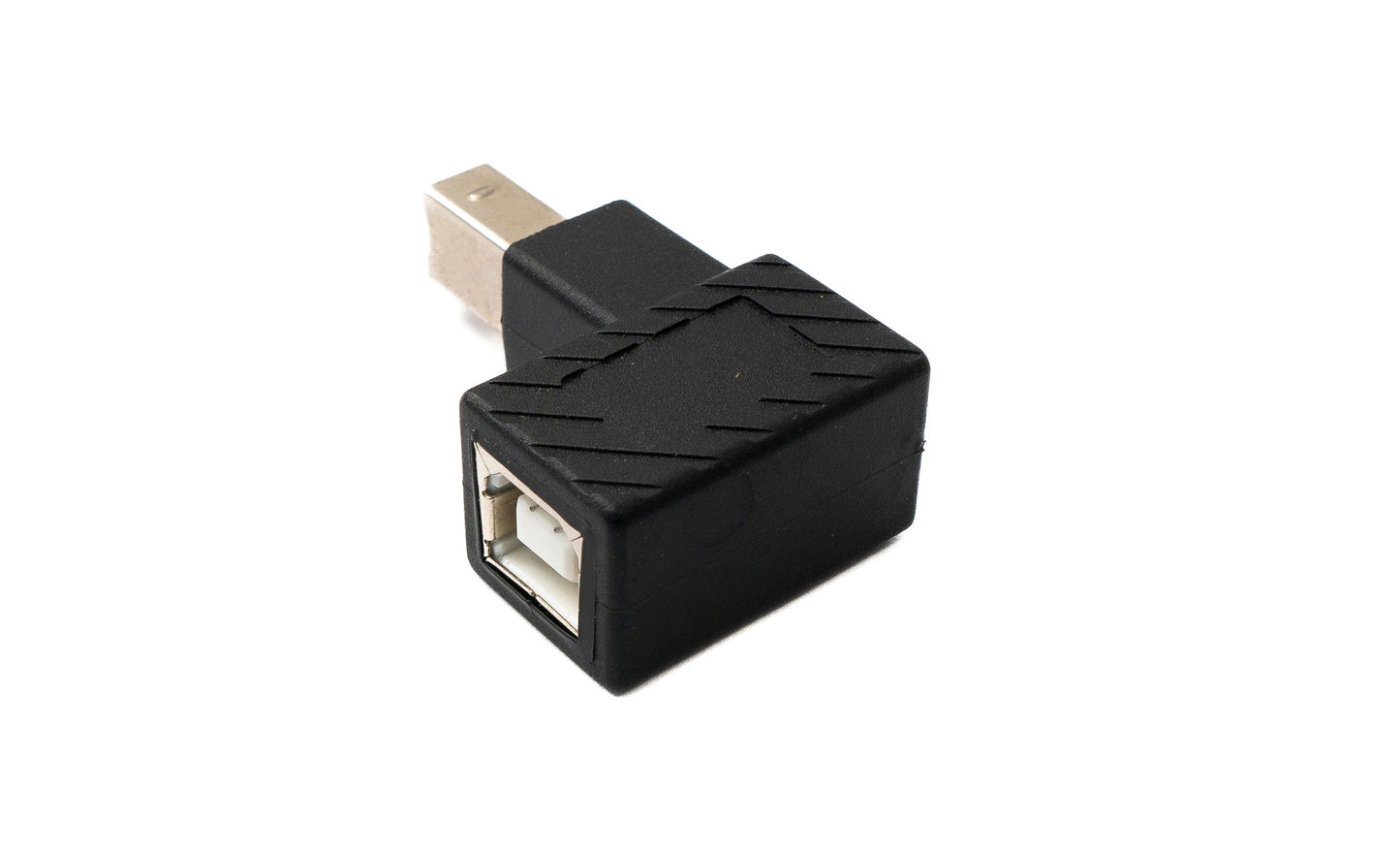 SYSTEM-S USB 2.0 Adapter Typ B Stecker zu Buchse abfwärts gewinkelt Winkel Kabel in Schwarz