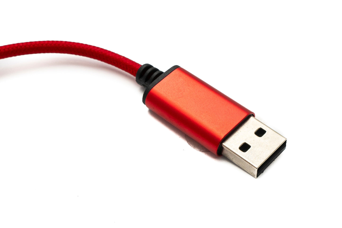SYSTEM-S Audio USB Kabel 20 cm 3,5mm Klinke Buchse zu 2.0 Typ A Stecker AUX geflochten Rot