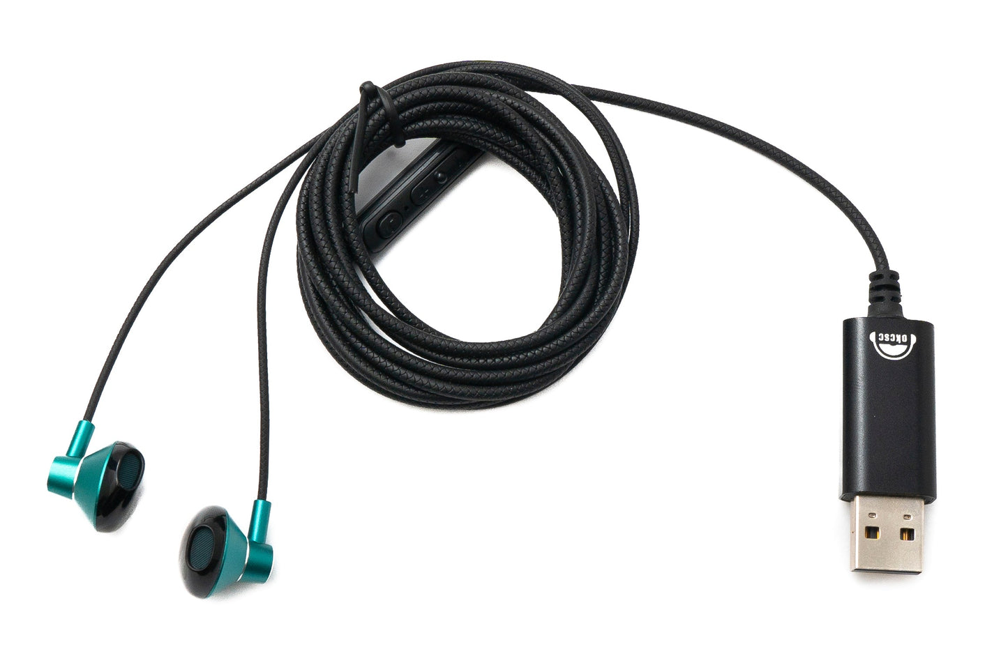 SYSTEM-S Stereo In-Ear Noise Cancelling Headphones 2 m USB 2.0 Volume Control Microphone Bag Green