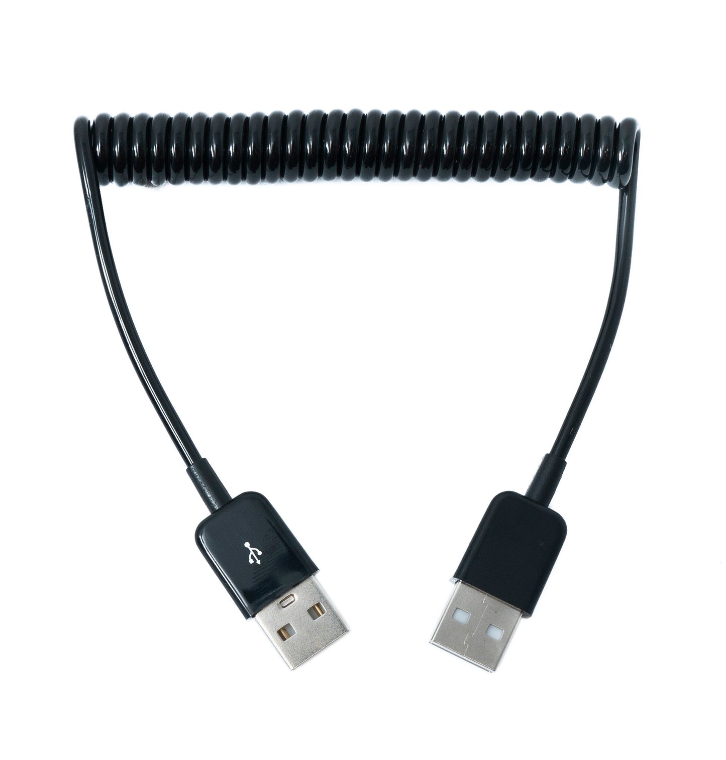 SYSTEM-S USB 2.0 cable 90 cm Type A male to male spiral extendable in black