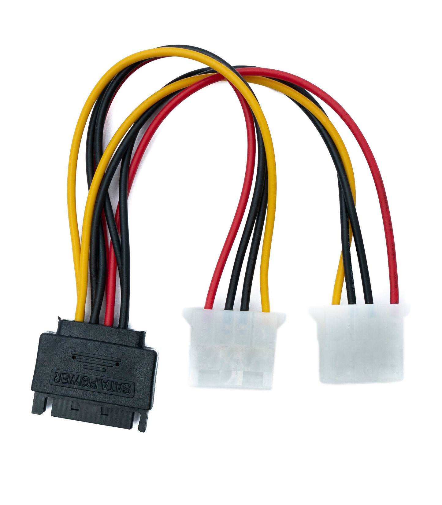 SYSTEM-S Y SATA cable 20 cm 15 pin male to 2x Molex LP4 IDE 4 pin female
