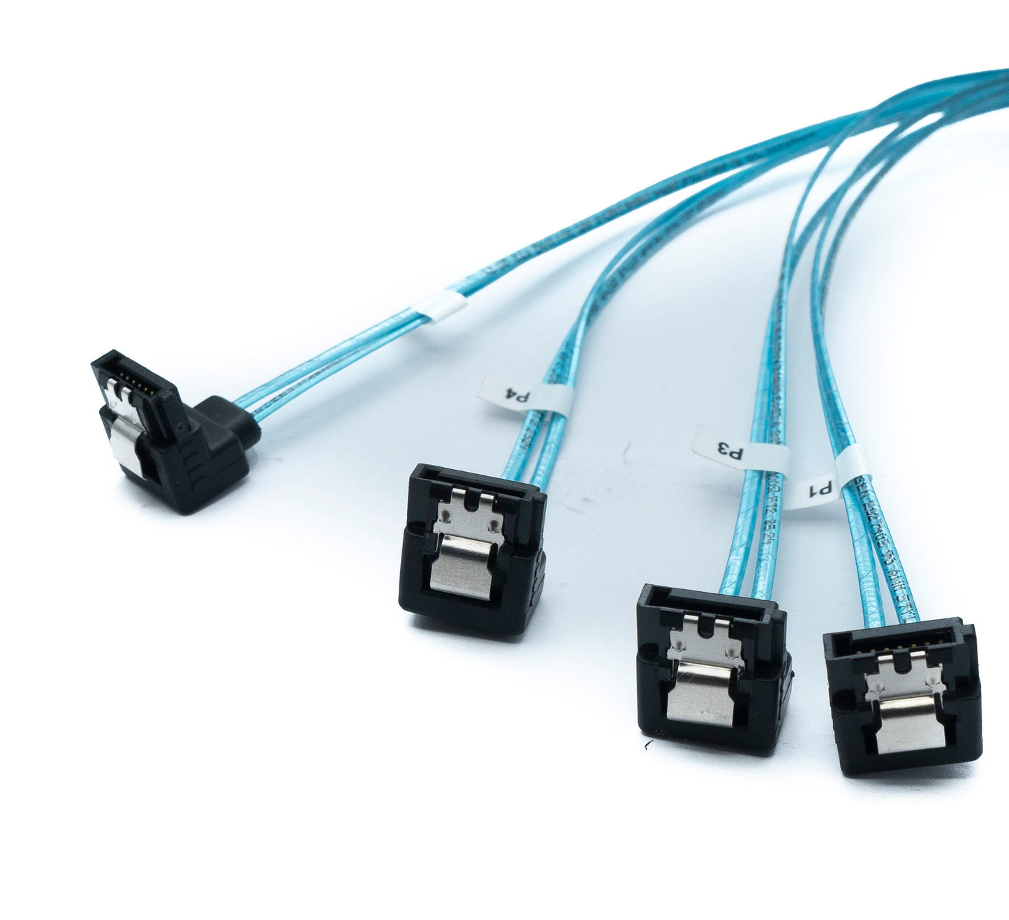 SYSTEM-S SFF-8087 Kabel 100 cm Mini SAS 36 Pin zu 4x SATA 7 Pin Winkel für RAID Festplatte Motherboard