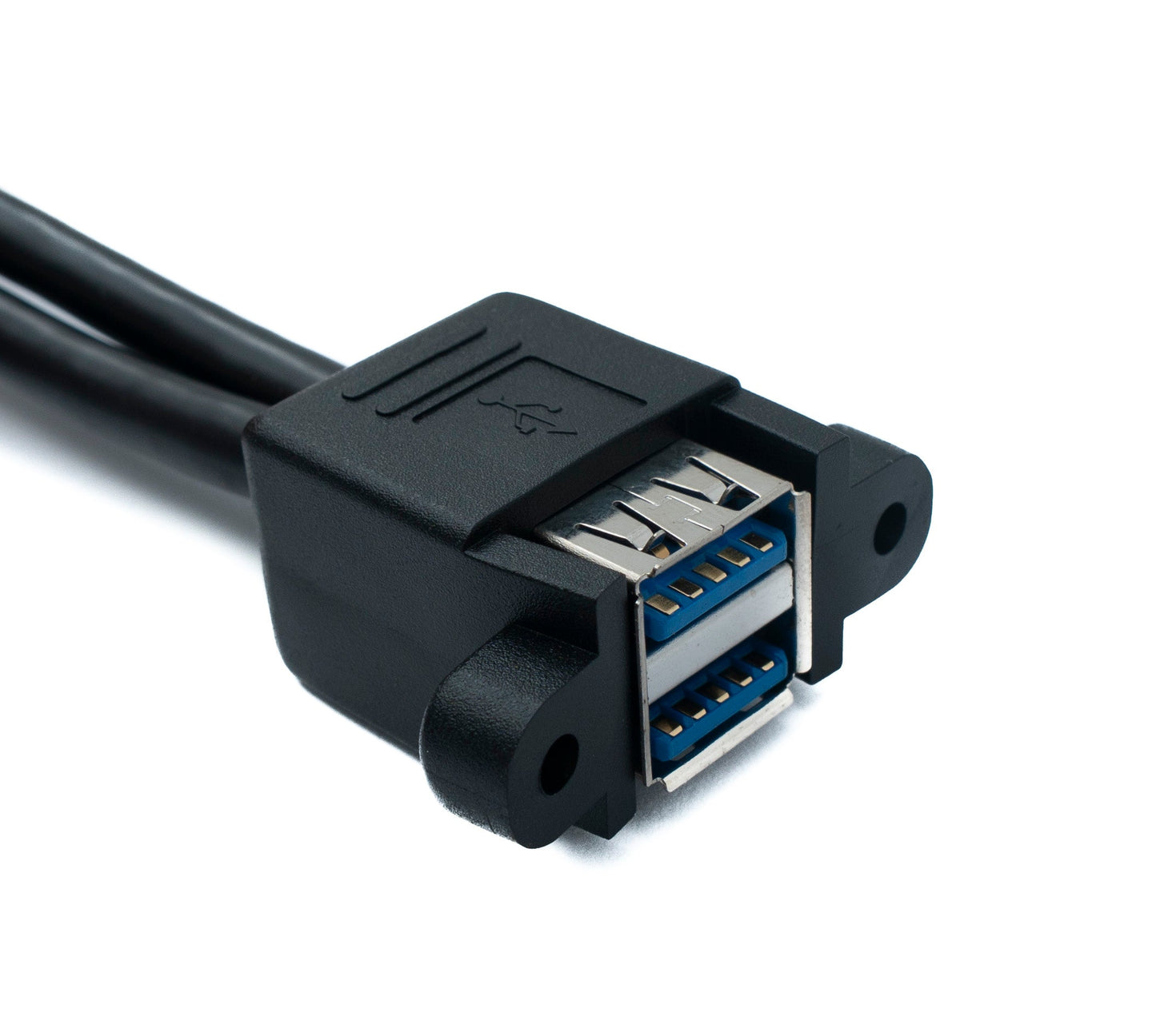 SYSTEM-S USB 3.0 Kabel 50 cm 20 Pin zu 2x Typ A Buchse Panel Mount Winkel Down Angled