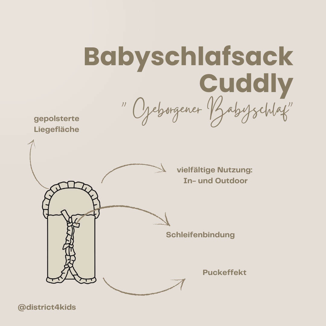 Babyschlafsack Cuddly Musselin mit Schleifen - ganzjähriger Puckschlafsack