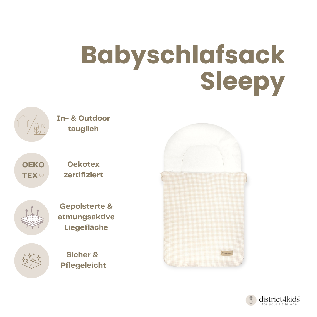 Babyschlafsack Sleepy Baumwolle kariert – Ganzjahresschlafsack