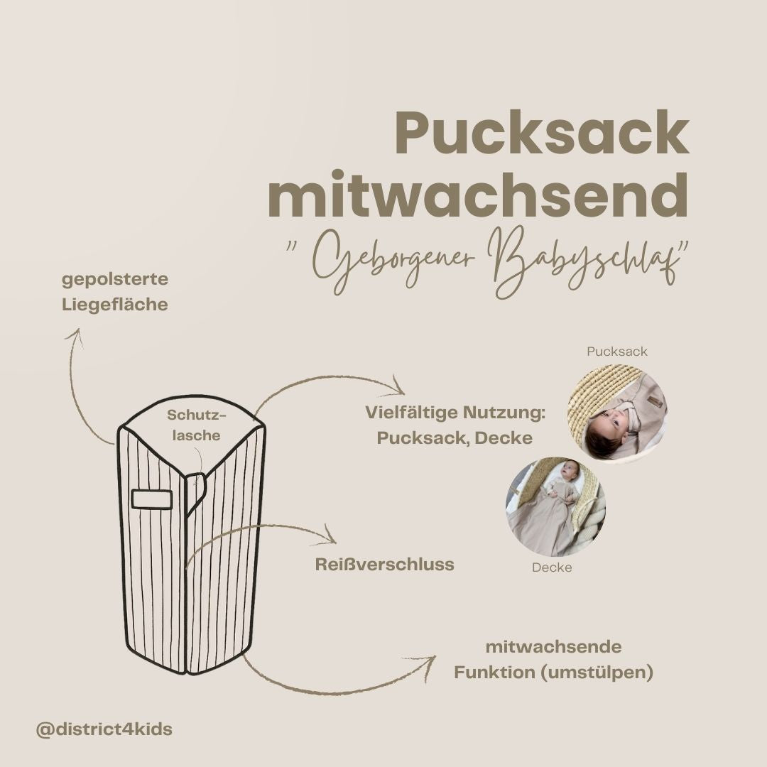 Pucksack Baumwolle Rosen mitwachsend – Ganzjahres Babyschlafsack & Einschlafhilfe