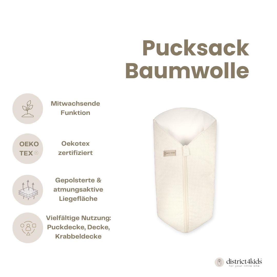 Pucksack Baumwolle kariert mitwachsend - Ganzjahresschlafsack & Einschlafhilfe