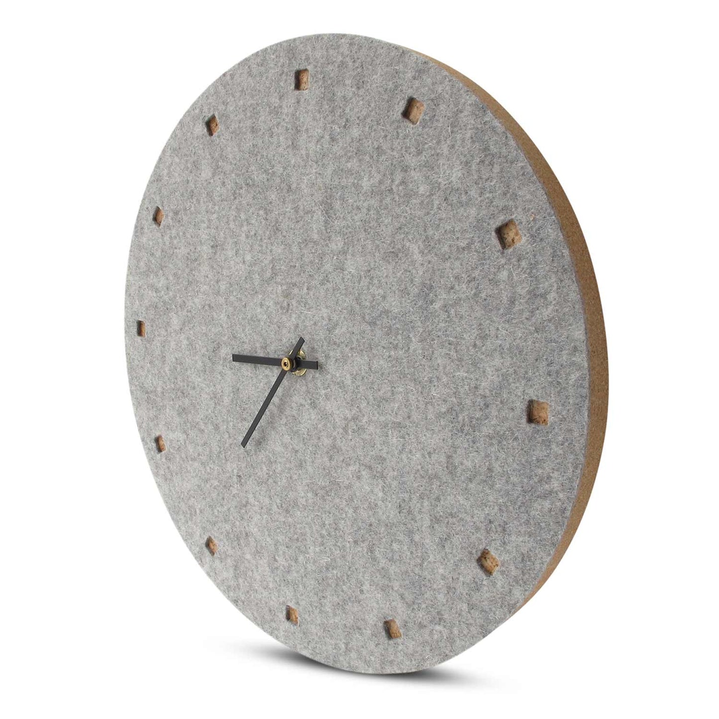 Felt and cork wall clock, 30 cm | light grey - black | Design: Esbjerg