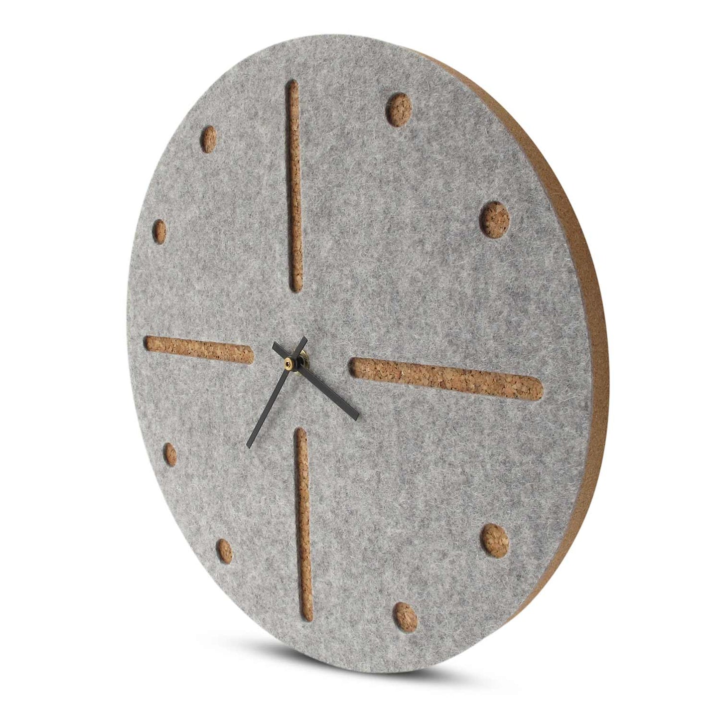 Felt and cork wall clock, 30 cm | light grey - black | Design: Odense