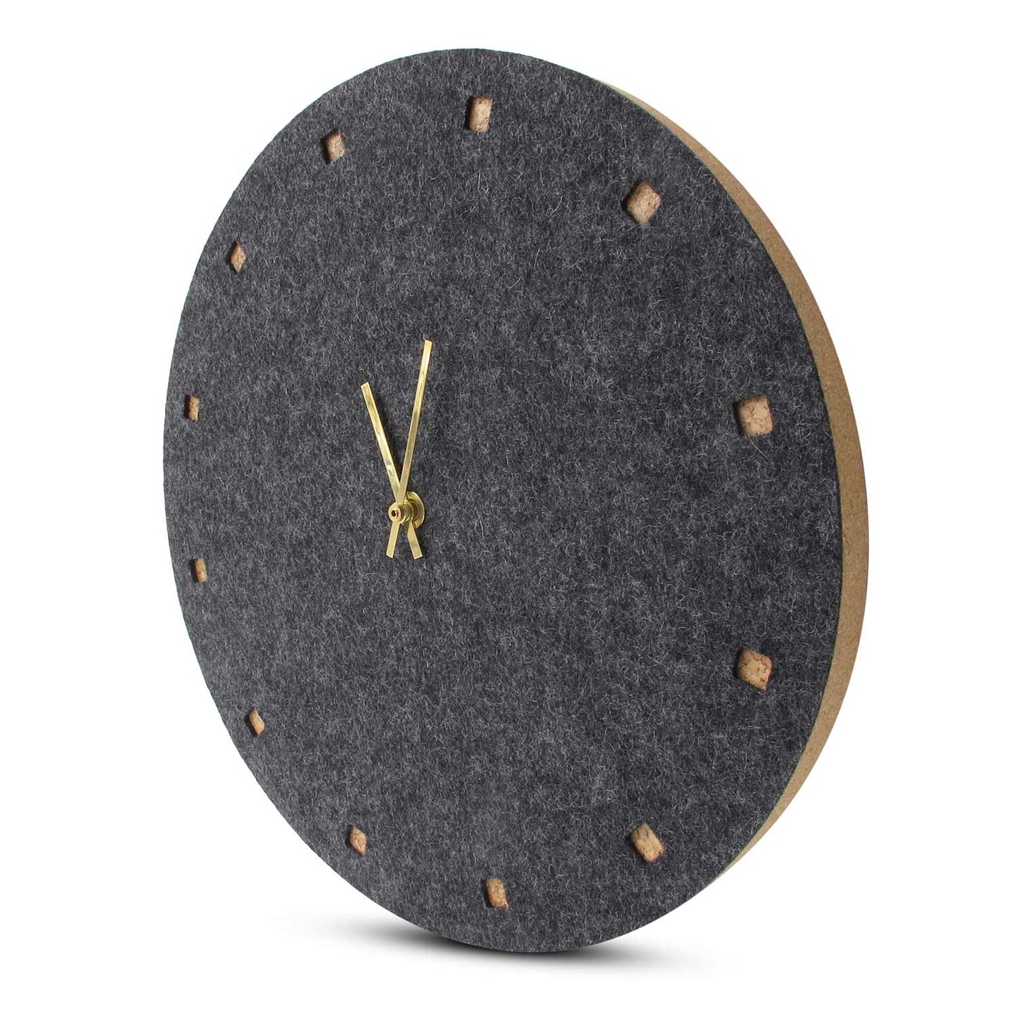 Felt and cork wall clock, 30 cm | anthracite - gold | Design: Esbjerg