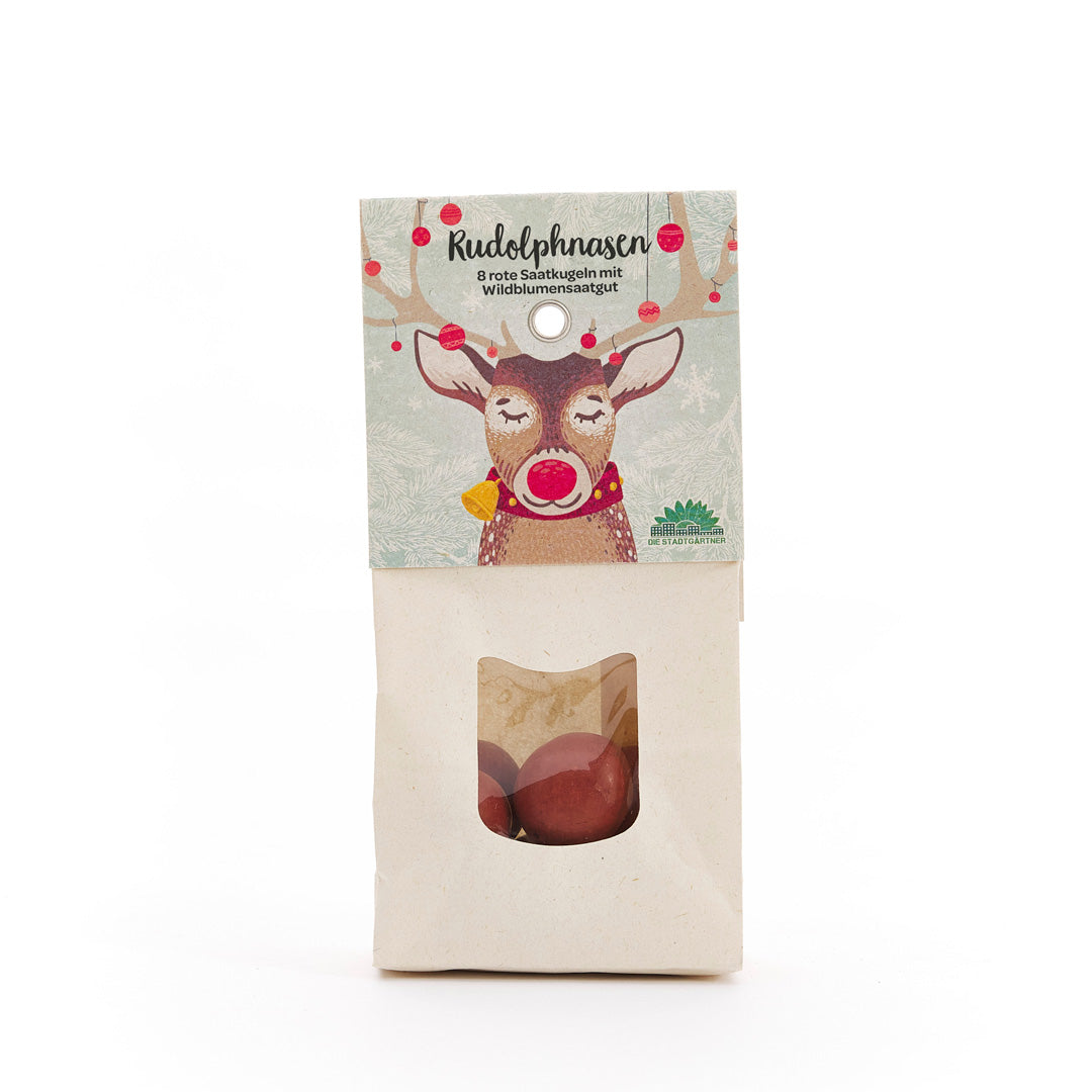 Rudolph noses – Red flower marbles