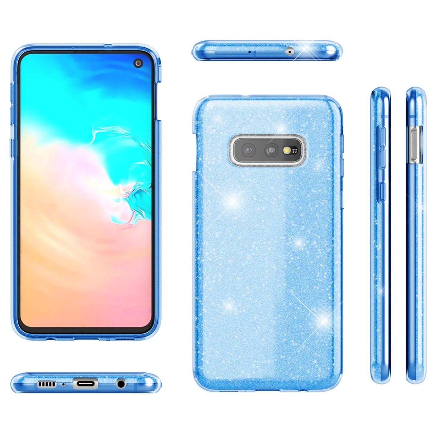 NALIA Hülle kompatibel mit Samsung Galaxy S10e, Glitzer Handyhülle Ultra-Slim Silikon-Case Back-Cover Schutzhülle, Glitter Sparkle Handy-Tasche Bumper Dünnes Bling Strass Etui Schutz