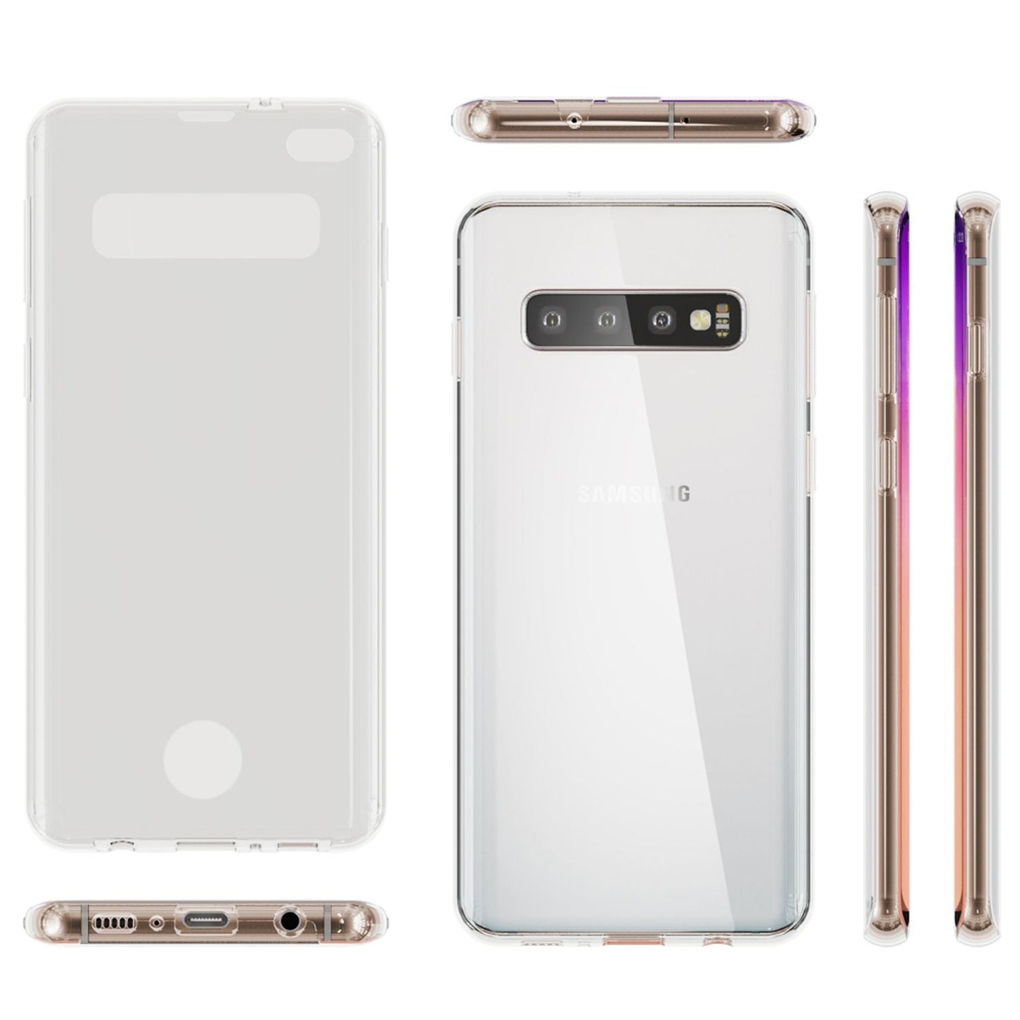 NALIA 360 Grad Hülle kompatibel mit Samsung Galaxy S10 Plus, Full-Cover vorne hinten Rundum Handyhülle Doppel-Schutz, Dünn Ganzkörper Case Silikon Transparent Displayschutz Bumper