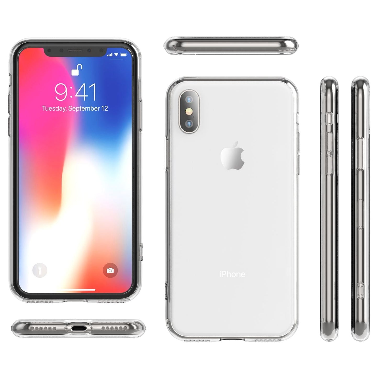 NALIA Hartglas Hülle kompatibel mit iPhone X Xs, Durchsichtiges Hardcase aus 9H Tempered Glass mit Silikon Bumper, Stoßfest & Kratzfest Handyhülle Hard Cover Case Schutzhülle Phone Etui - Transparent