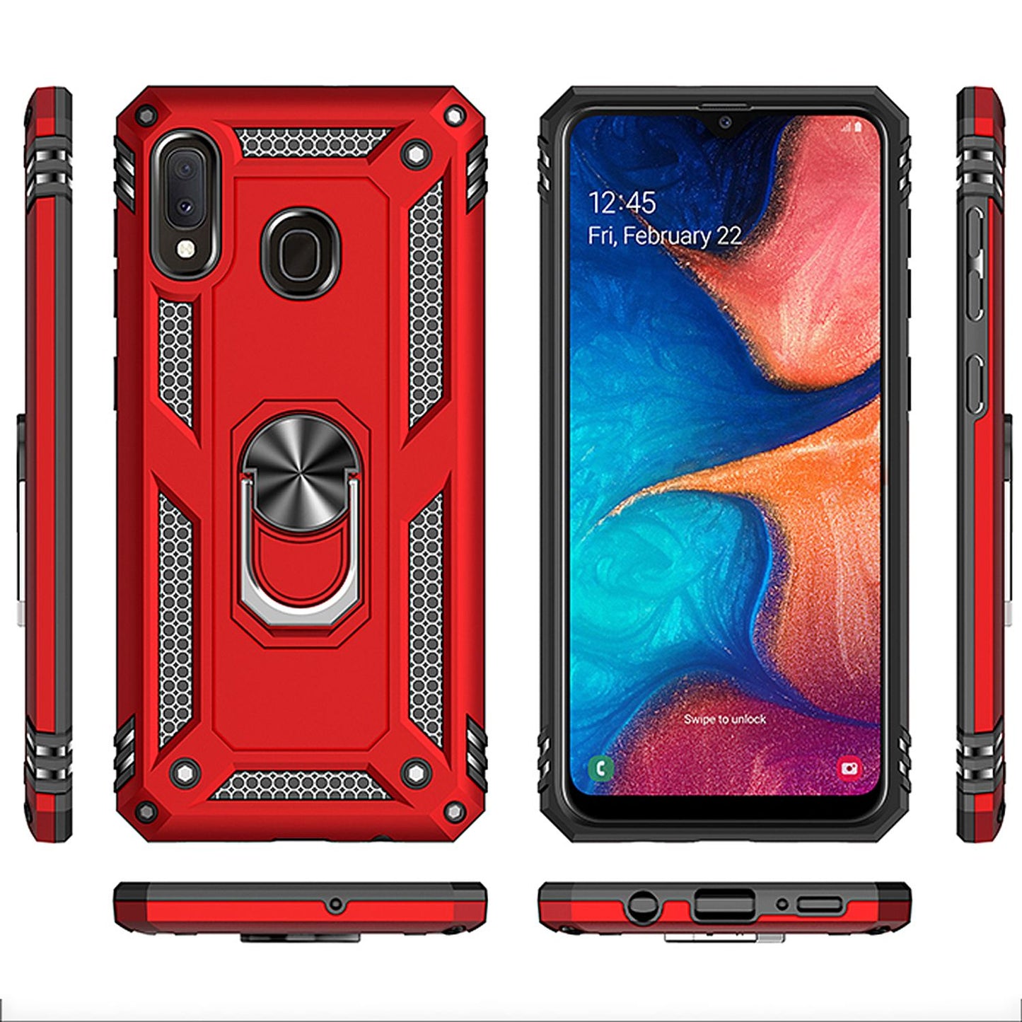 NALIA Ring Hülle kompatibel mit Samsung Galaxy A20e, Stoßfeste Handyhülle für magnetische KFZ-Halterung mit 360 Grad Finger-Halter, Schutzhülle mit Silikon Cover & Hardcase Bumper